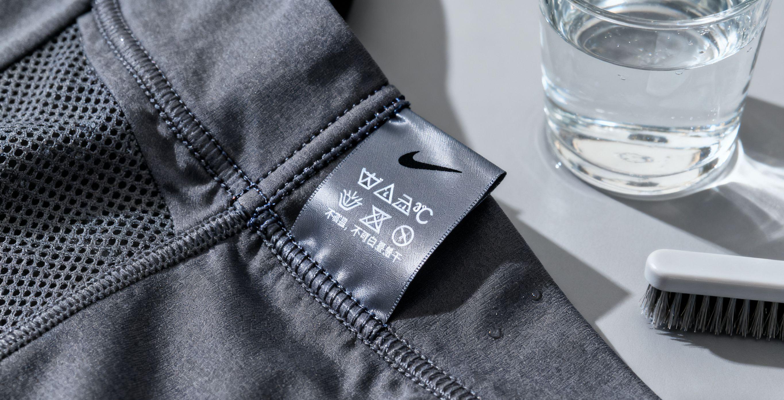 Washable garment labels on durable sportswear fabric